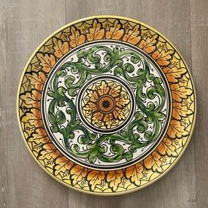 Vintage Sicilian maiolica, handmade and hand painted decorative 10’ plate